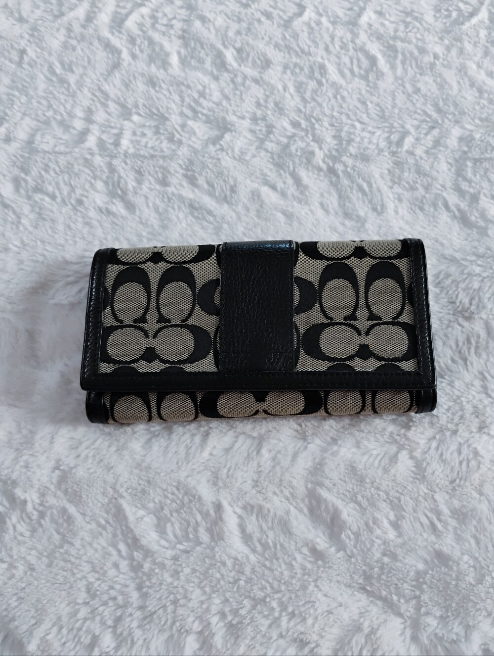 Coach Signature Canvas Checkbook Wallet